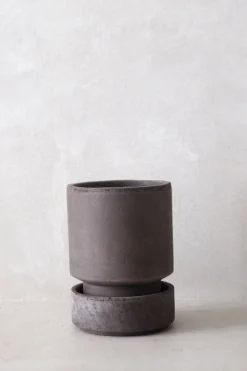 Terrakotta-Krukker|Hoff Krukke Serien^PLANT Hoff krukke, raw grey + raw grey underskål