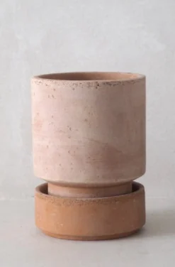 Terrakotta-Krukker|Stor^PLANT Hoff krukke, raw rosa + raw rosa underskål, gulvkrukke