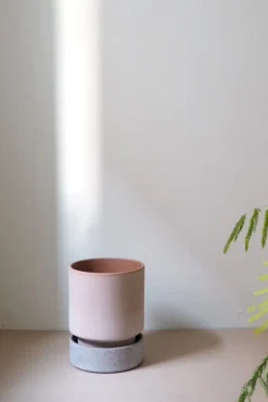 Terrakotta-Krukker|Stor^PLANT Hoff krukke, raw rosa + raw grey underskål, gulvkrukke